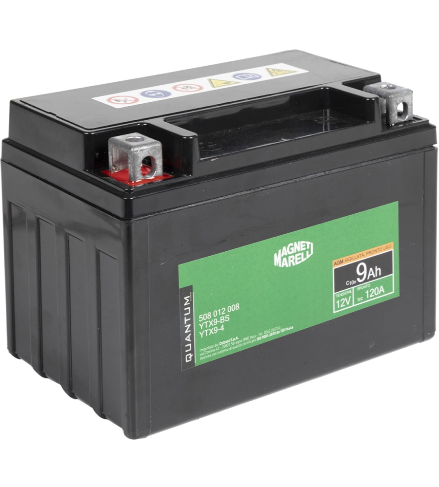 MAGNETI MARELLI BATTERIA MOTO E SCOOTER 9AH 12V 120A TECNOLOGIA AGM SIGILLATA POLO POSITIVO SINISTRO
